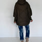 Oversized gewatteerd jack met polswarmers en capuchon - olijf
