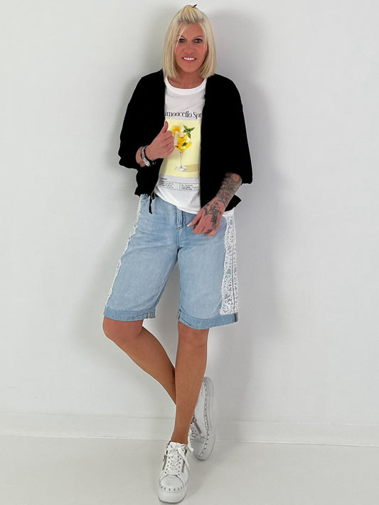Leichter Blouson mit Bindedetail - schwarz
