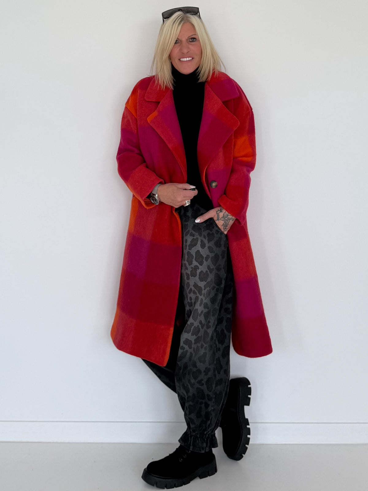 Mantel im Color-Block-Muster - mehrfarbig