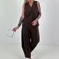 Asymmetrical waistcoat - chocolate