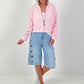 Bomber jacket with ruched sleeve - pink