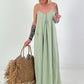 Dress with decorative straps and striped pattern - khaki