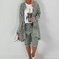 Oversized Leo Leinen Military Mantel - khaki