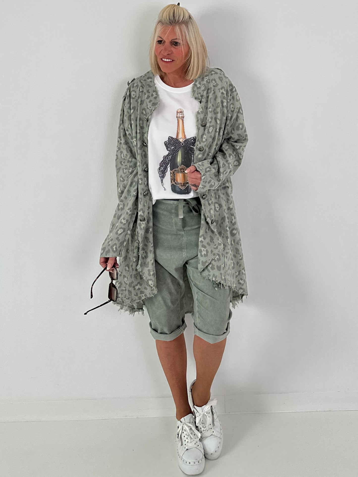 Oversized Leo Leinen Military Mantel - khaki