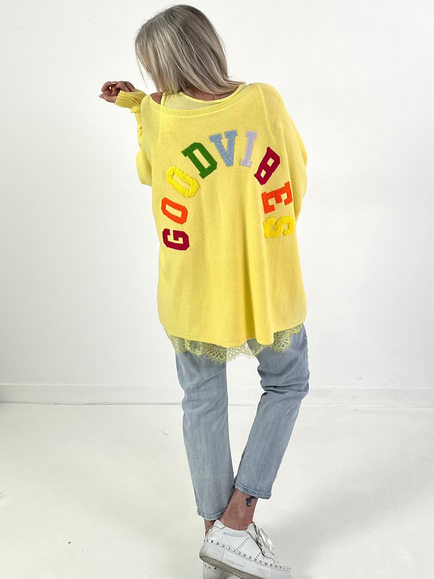 Pullover Good Vibes - gelb