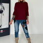 Strickpullover mit Turtleneck - bordeaux