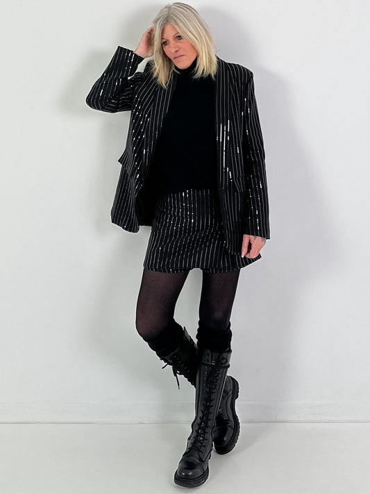 Blazer Modell "Midnight Sparkle" - schwarz-transparente Pailletten