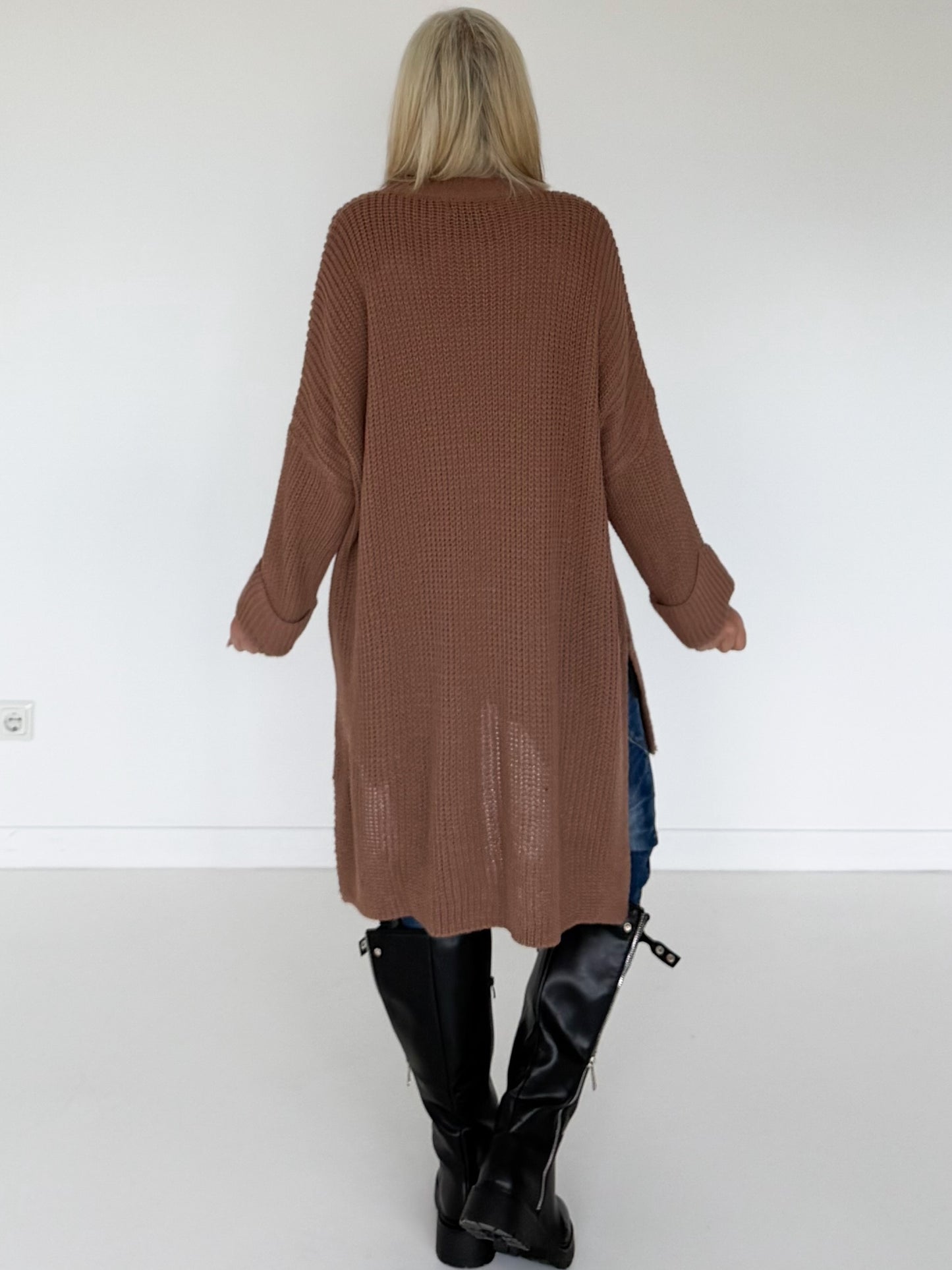 Long Strickpullover - cappuccino