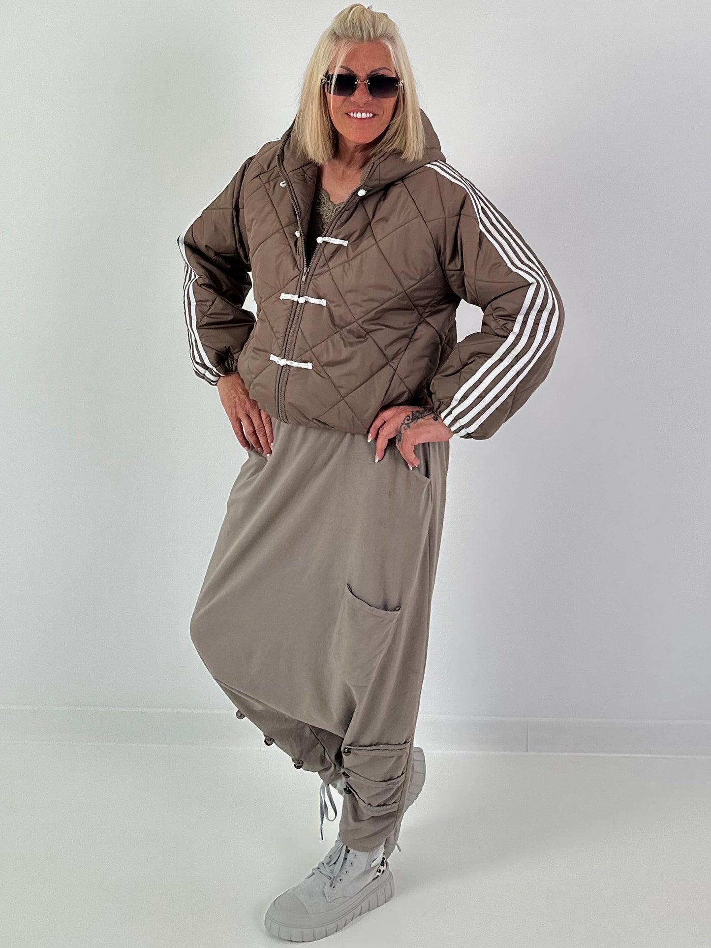 Bomberjacke mit Kapuze - taupe