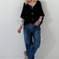 Oversized knitted cardigan with sophisticated details - black