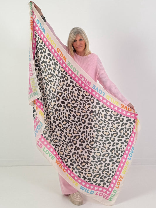 Tuch Modell "Wild Love" - beige-mehrfarbig