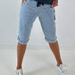 Kurze Baggy Jeans mit Ösen-Details - hellblau