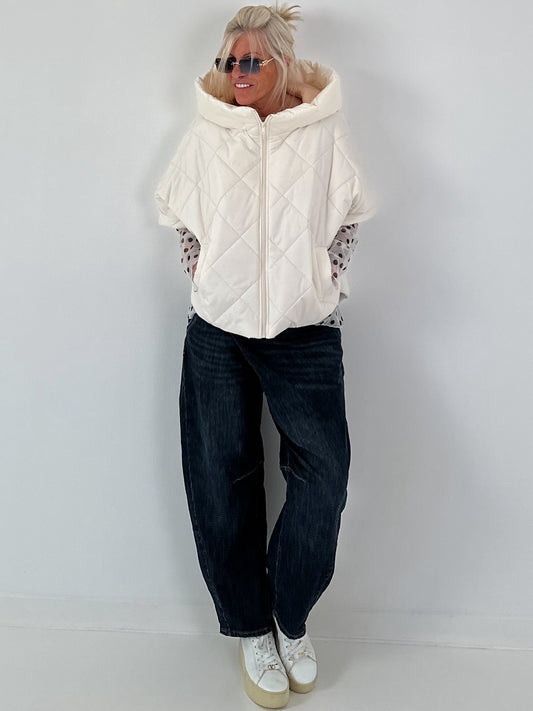 Jacke mit XL-Kragen und Kapuze - creme (lieferbar ab 10.08.26)
