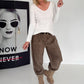Geribbeld T-shirt met gerafelde V-hals - wit