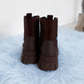 High-top sneakers in suede look with rhinestones - mocha
