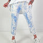 Batik-Hose mit tiefen Taschen - weiss-blau