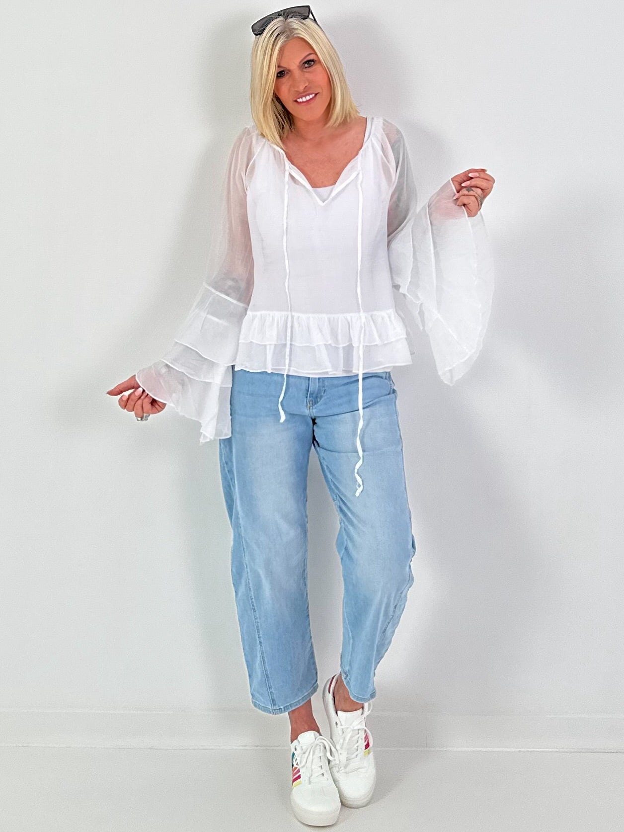 Light Tunic with Ruffles - white