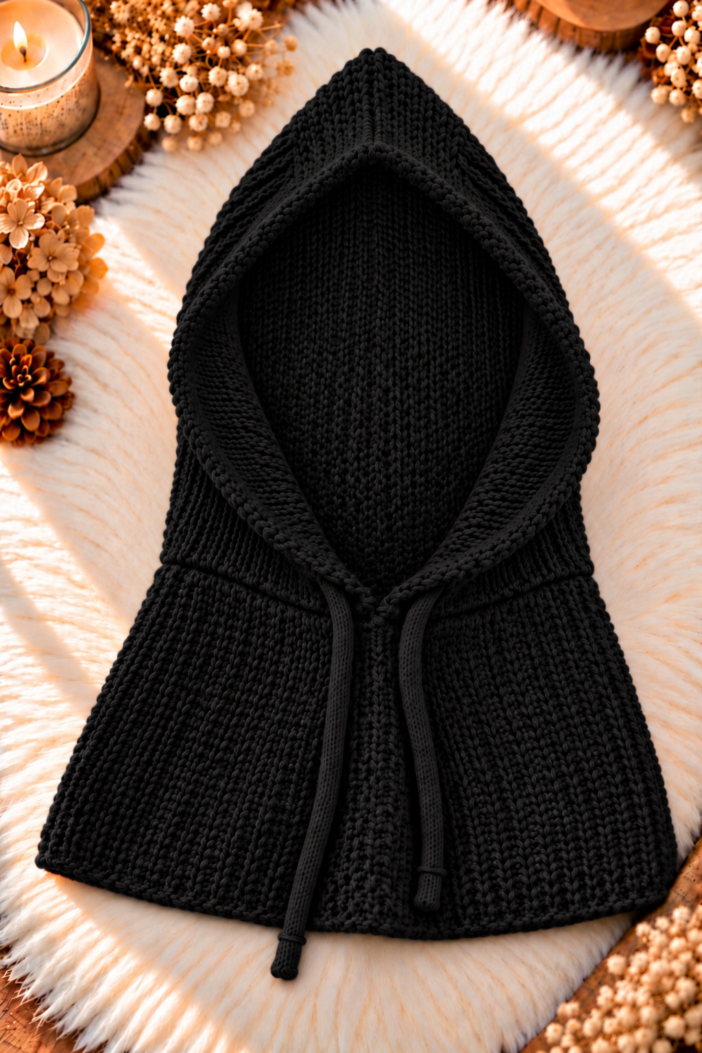 Grobrippstrick Balaclava - schwarz