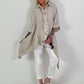 Oversized Bluse asymmetrisch mit Krawatte - taupe