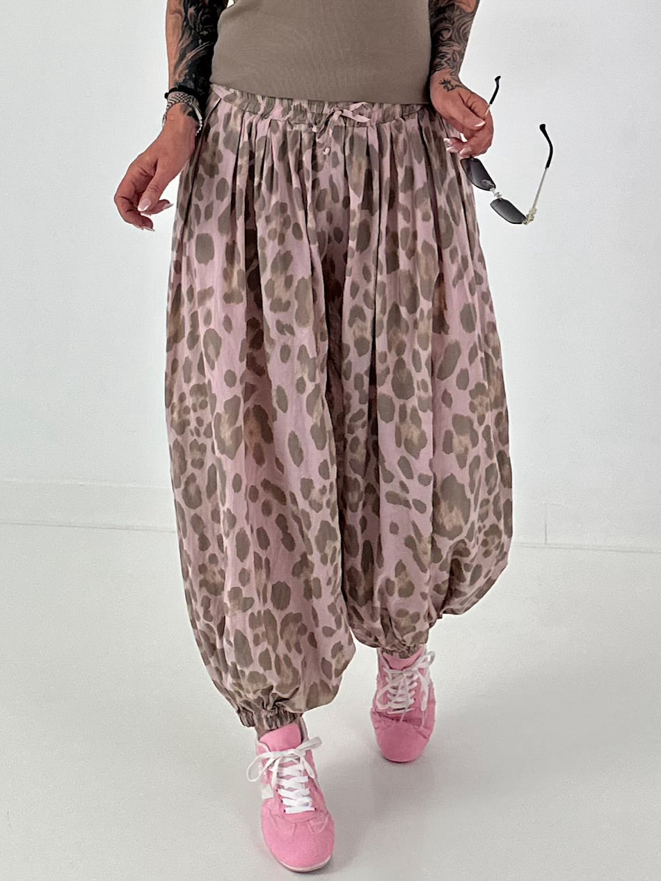 Leichte Pumphose mit stylischem Print  - rosa-mehrfarbig