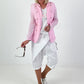 Linen blazer with decorative buttons and ribbed details - pink