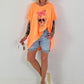 Oversized Shirt Skull - neonorange