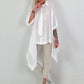 Oversized asymmetrical blouse with tie - white