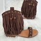 Boho Sandals with Fringes - dark brown