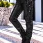 Hose Materialmix mit Pailletten - schwarz