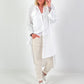 Long linen blouse with eyelet embroidery - white