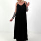 Pleated Dress with Spaghetti Straps - Black