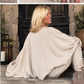 Poncho-Pullover in Rippoptik - beige ( lieferbar ab ca. 10.11.26)