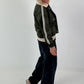Stylish pilot jacket in leather look - olive