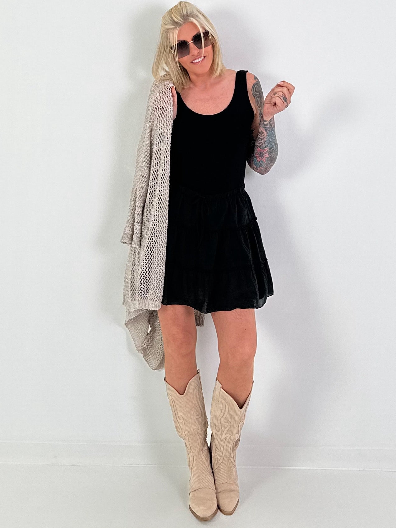 Ruffled skort - black