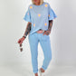 Blusenshirt mit "Puff-Ärmeln" - hellblau
