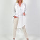 Long linen blouse with eyelet embroidery - white