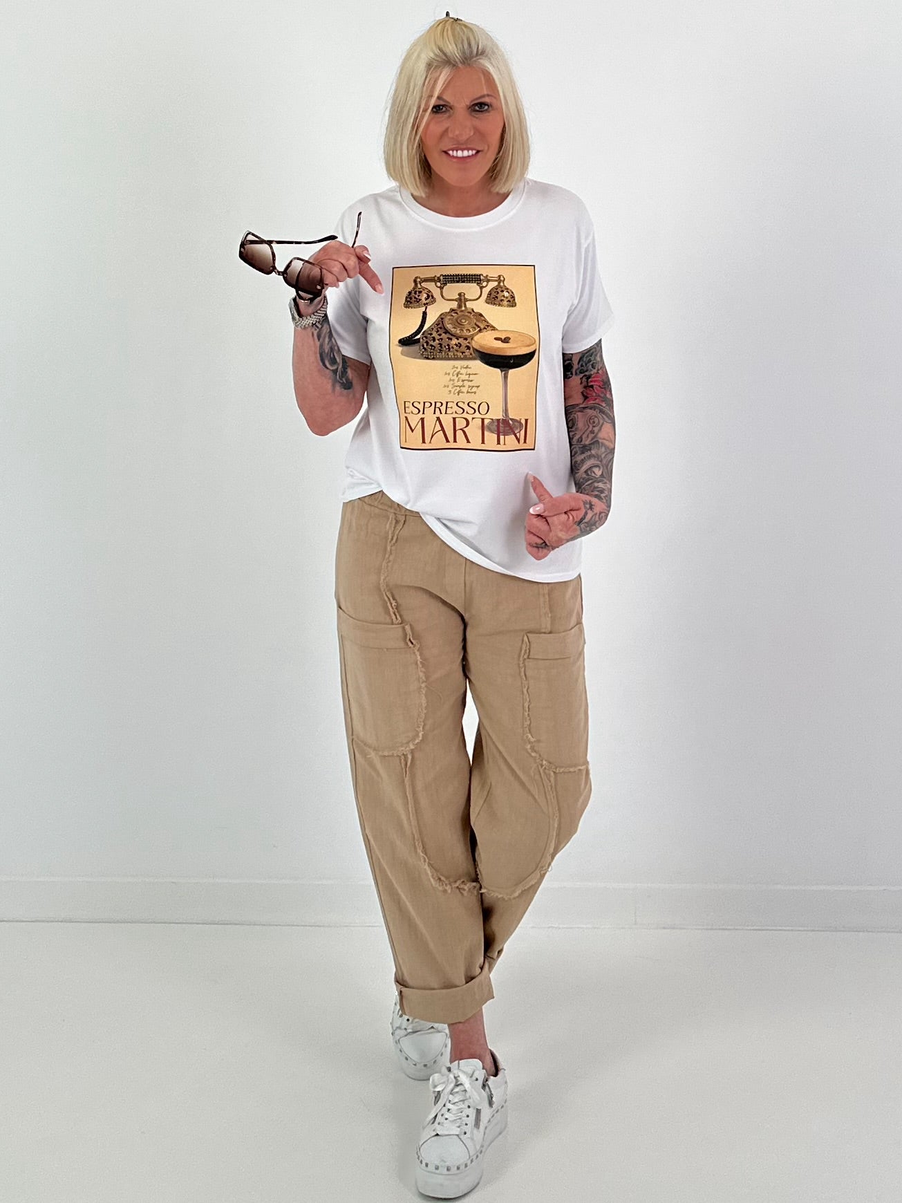T-Shirt Espresso - white