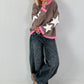 Sweatshirt with trendy star elements - taupe