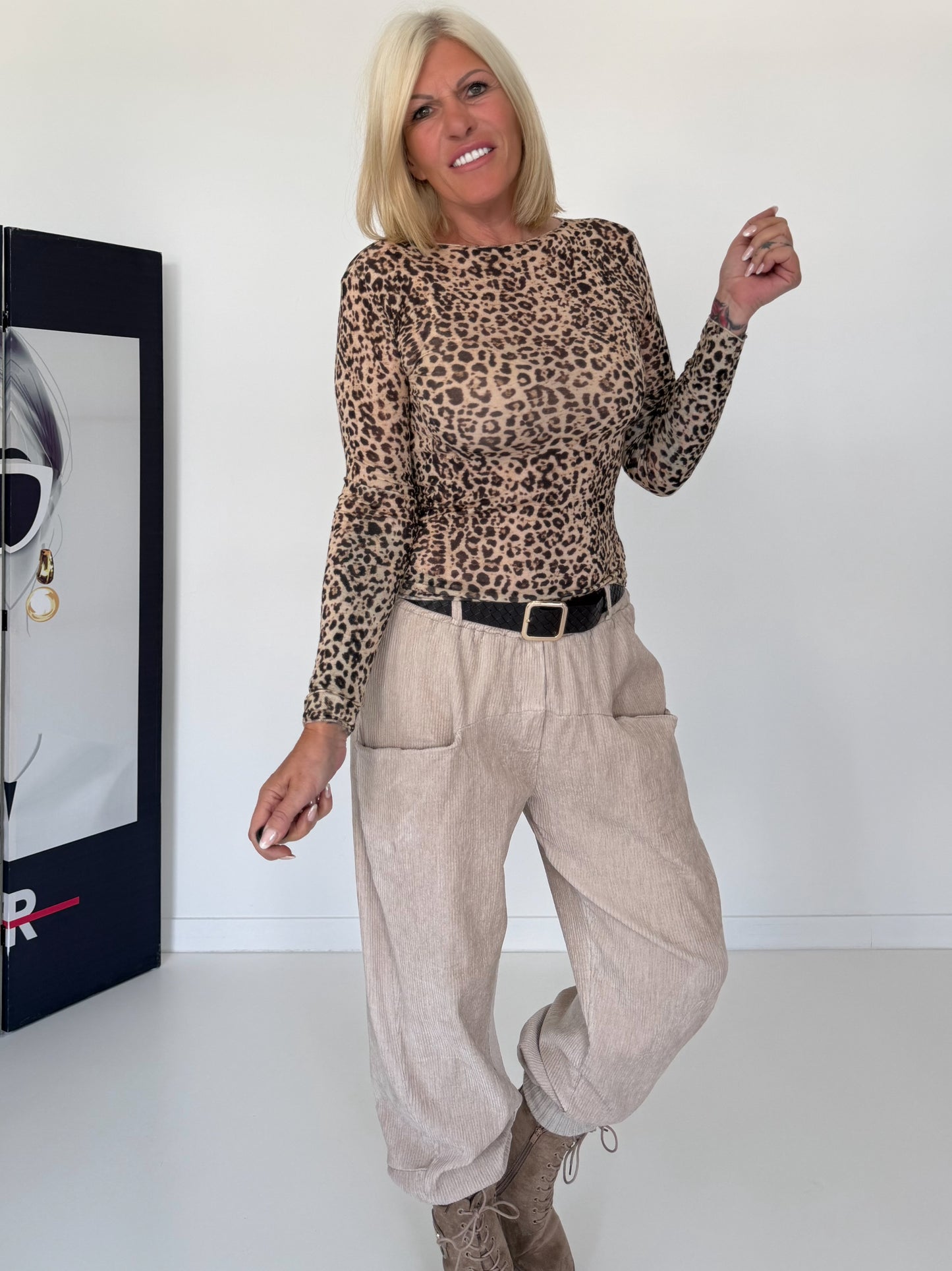 Kasjmier shirt met luipaardprint - 3 kleuren