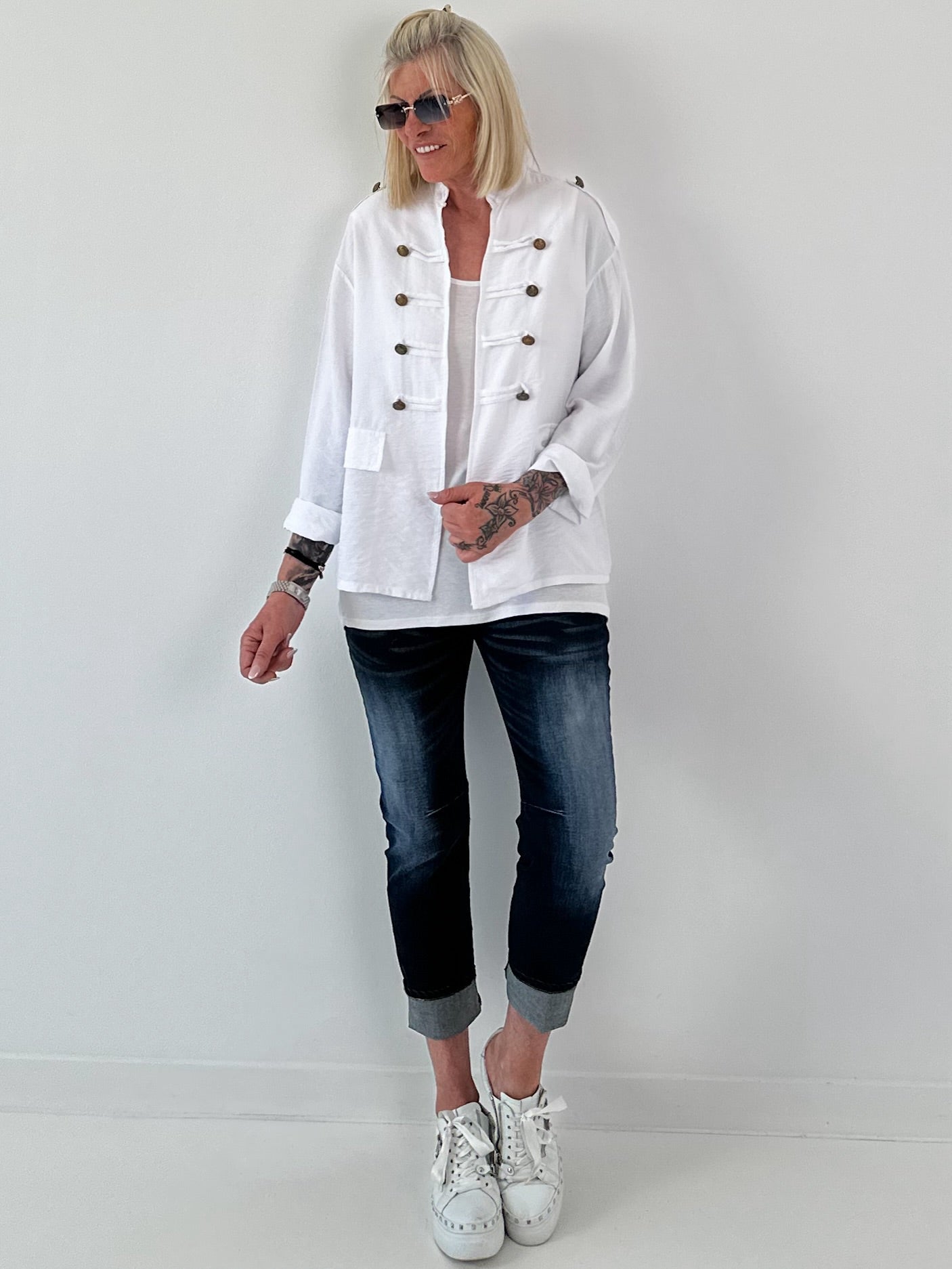 Light Military-Look Jacket - white