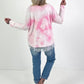 Pullover Batikmuster - weiss-rosa