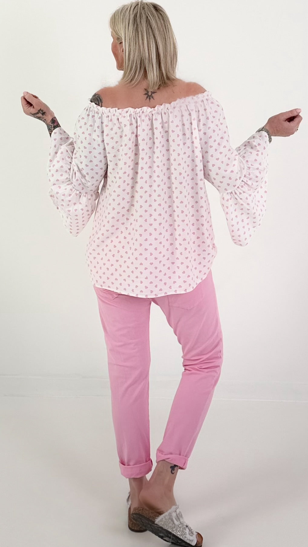 Tuniek met hartjes - wit-roze