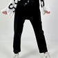 Trousers with wide pleats - black