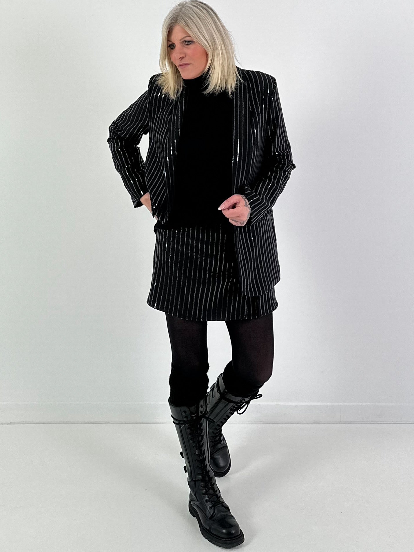 Blazer Modell "Midnight Sparkle" - schwarz-transparente Pailletten