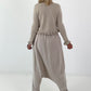 Gebreid vest met ruches - beige