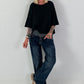 Short-sleeved shirt with stylish exposed seams - black