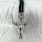 Necklace with Bull Pendant - Black-Silver