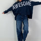 Oversized Hoodie Awesome - night blue