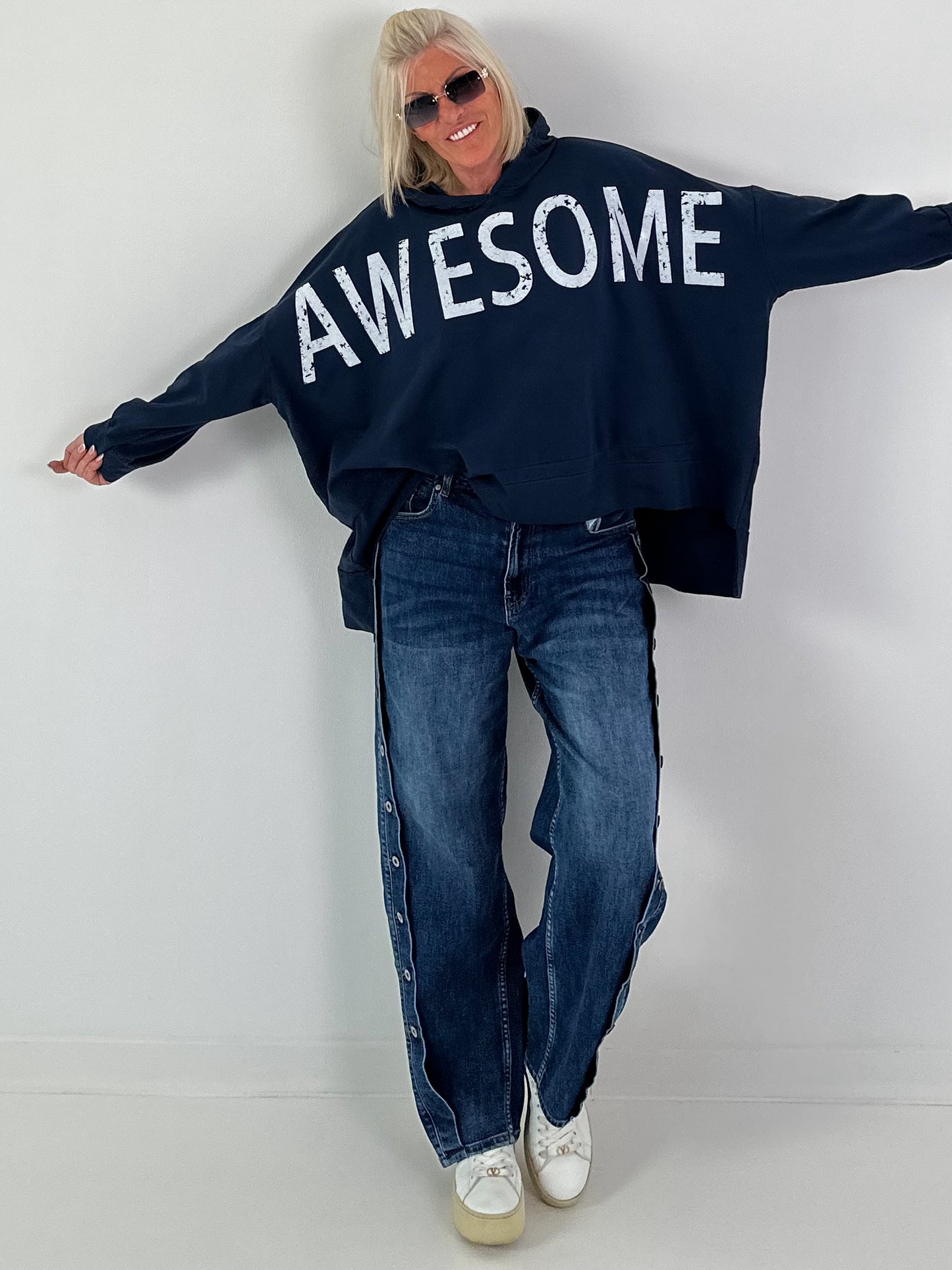 Oversized Hoodie Awesome - night blue