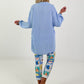 Lange blouse met strikceintuur – lichtblauw